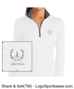 Ladies Nike Dri-Fit Long Sleeved White Shirt with gray collar Design Zoom